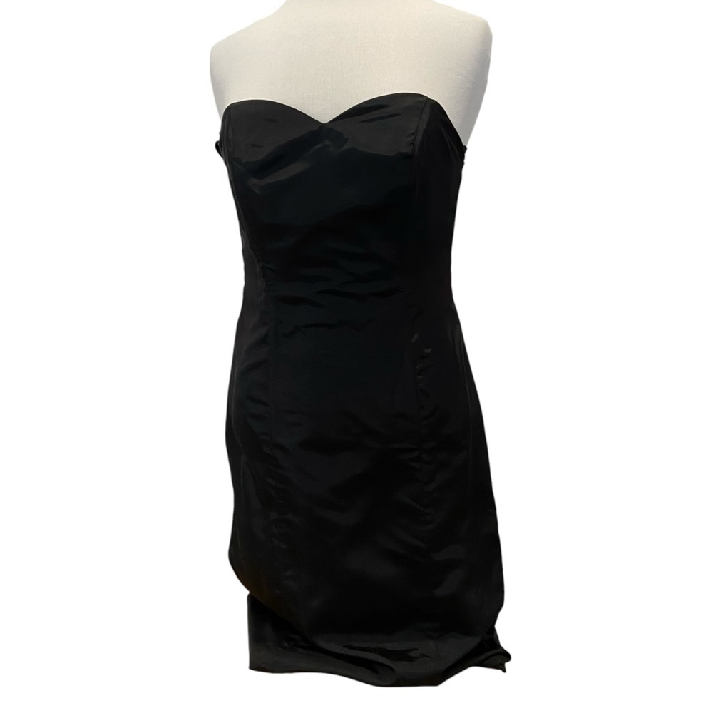 Vintage Impromptu strapless black dress silky material stays support size 12